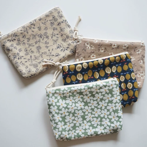 Демисезонный хлопковый бумажник, ткань, кошелек, ключница, зарядное устройство, наушники, помада, сумка для хранения