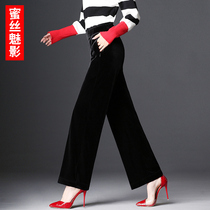 Gold Velvet Broadlegged Pants Woman Spring Autumn High Waist Pituality Casual 90% Straight Drum Sporting Pants 2022 New slim trousers