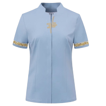 Restaurant waiter summer Chinese style work clothes hot pot restaurant hotel female hotel tea house catering long-sleeved work clothes customized