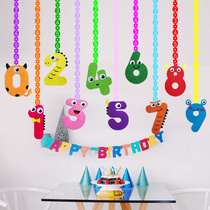 Kindergarten Huanchuang environment decoration materials Childrens clothing store hanging roof decoration Creative hanging animal digital hanging