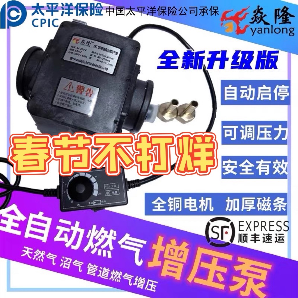 Yanlong 20w natural gas biogas gas water heater gas household commercial booster pump pressurizer fire