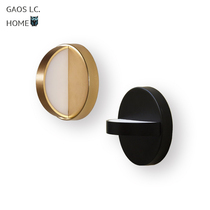 Nordic wind wall lamp wall lamp personality creative simple luxury wall lamp Net red stainless steel round wall lamp post modern light luxury lamp