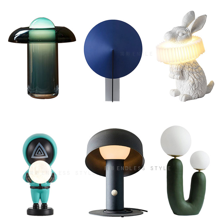 Boy Room Bedroom Desk Lamp Glass Creative Green Blue Children Room Personality Art Net Red Headboard Room Light