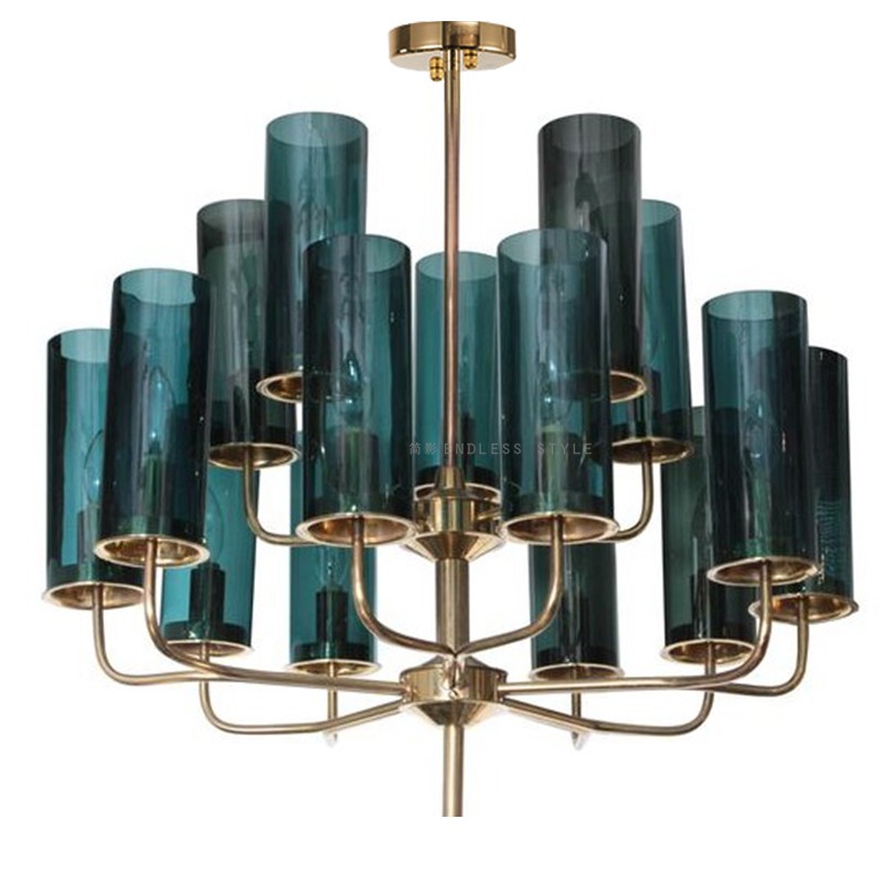 Blue Glass Chandeliers Rear Modern Light Lavish Living Room Clothing Shop Minima Lamps Modern Minimalist Dining Room Double light