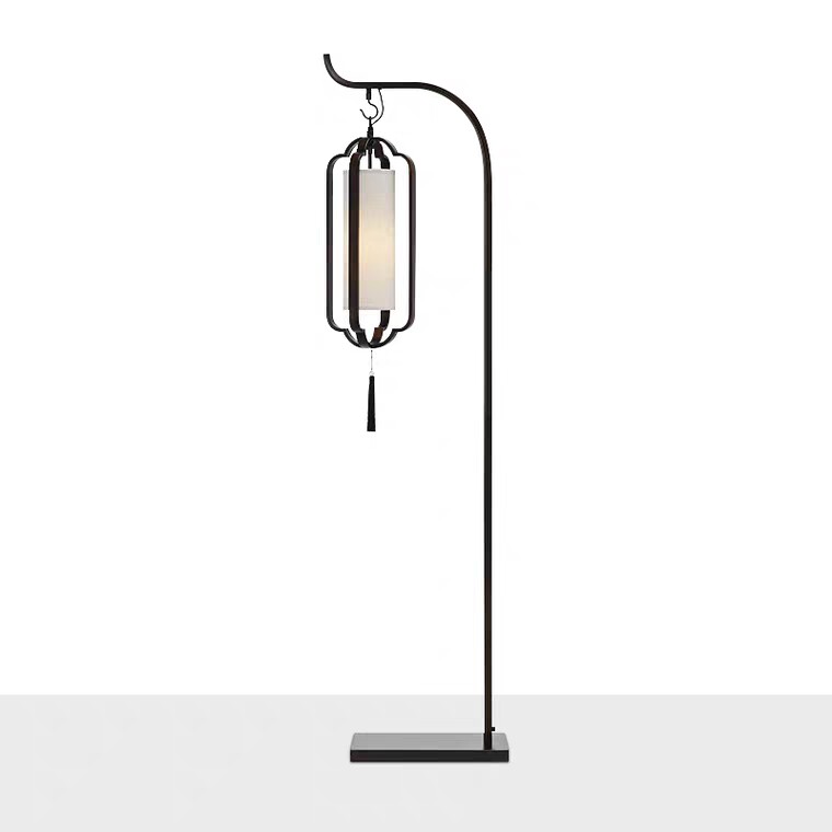 New Chinese Floor Lamp Living Room Imitation Ancient Retro Cloth Art Fishing Lantern Book Room Bedroom Lamp Upright China Wind Luminaire