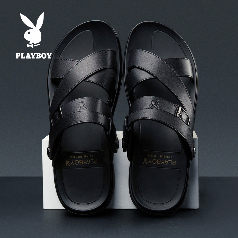 Floral Playboy sandals Men's 2022 Summer New Soft Bull Leather Casual Beach Shoes Genuine Leather and Wearing Sandals