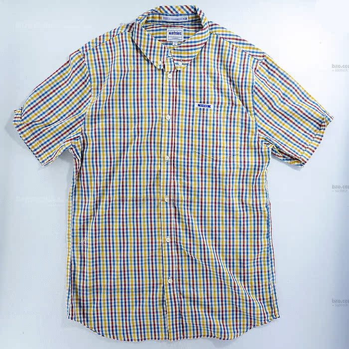 USA Etnies Skateboard Shirt Plaid Short Sleeve Men's Top V-neck Emerica-SCC No 2 Store