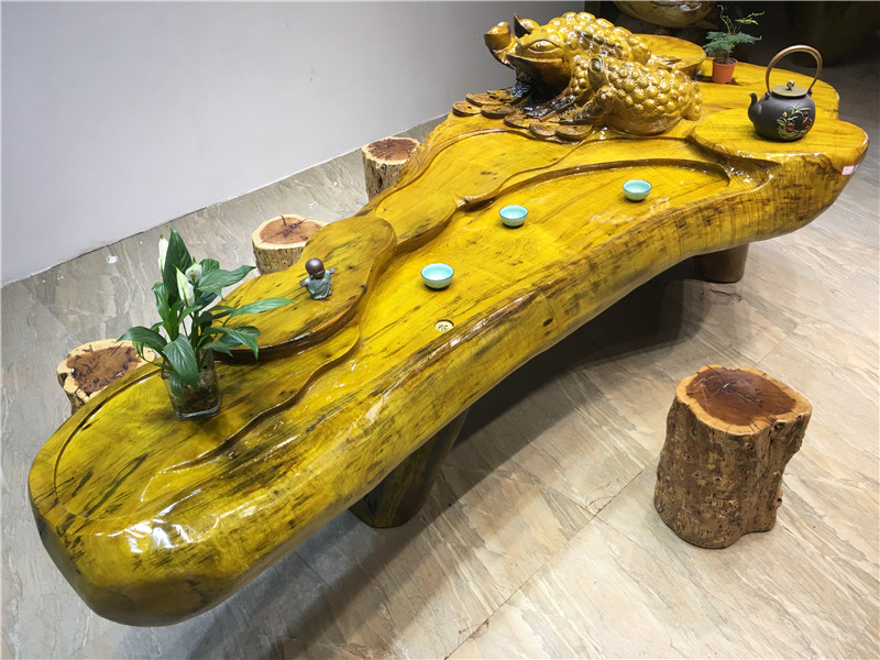 Jinsi Nanmu Root khắc Tea Tree Root Tea Table Wood Wood Tea Table Kung Fu Tea Set Trung Quốc Retro FD1601 - Các món ăn khao khát gốc bàn bằng gốc cây