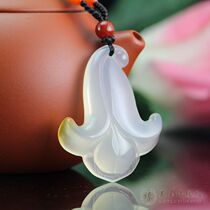 Xinjiang Hetian Jade seed material sheep fat jade Magnolia pendant Hetian jade orchid pendant female old pit material