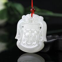 Hetian Jade mutton white jade dragon Jade Brand House has Dragon Hetian jade dragon pendant with certificate