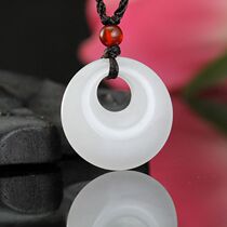 Xinjiang Hetian Jade seed material sheep fat white jade buckle pendant couple Old Pit material safe buckle pendant