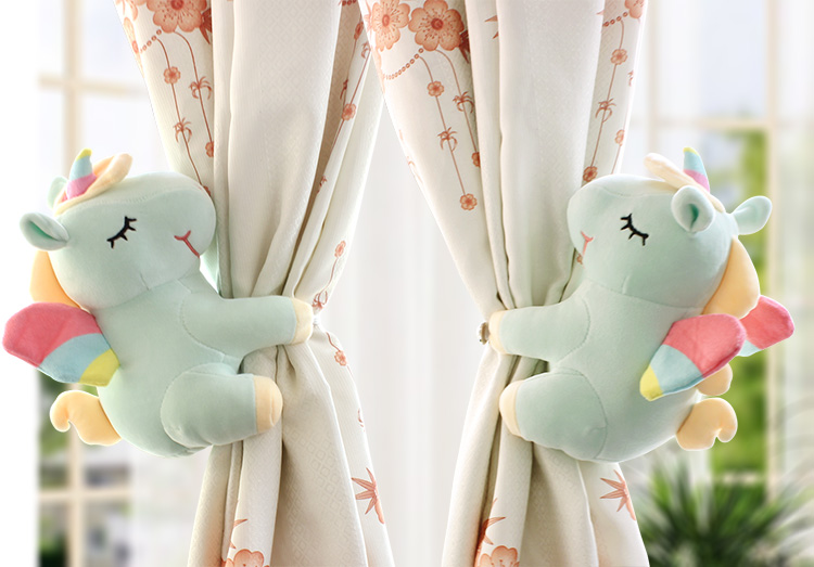 Một cặp hoạt hình dễ thương kỳ lân búp bê rèm khóa Hàn Quốc sáng tạo rèm dây đeo trang trí phòng mẫu giáo - Phụ kiện rèm cửa phụ kiện rèm cuốn