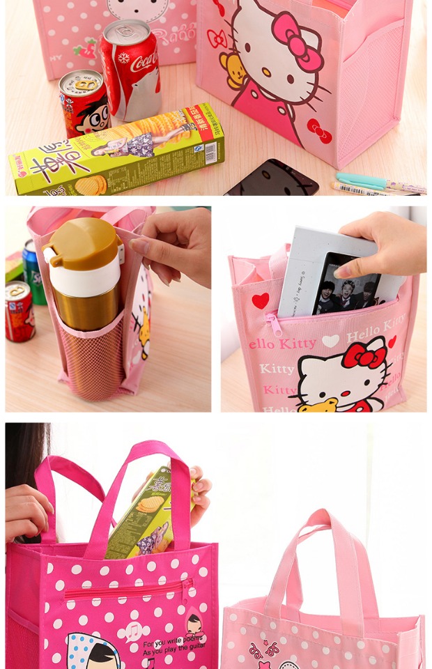 Pig Peggy Dễ thương quá khổ Hộp ăn trưa Túi vải không thấm nước Túi tote Túi tote Trường tiểu học Túi Bento Bag - Hộp cơm điện sưởi ấm hộp cơm cắm điện inox