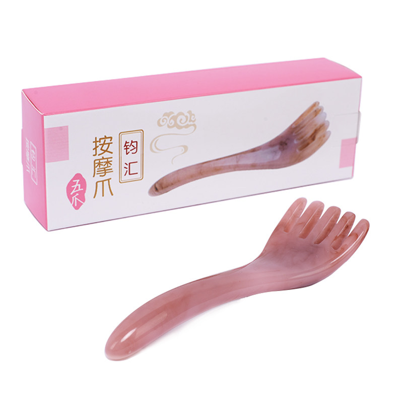 头部按摩爪经络刷五爪三齿按摩器蜜蜡点穴棒头疗梳树脂刮痧拨筋棒