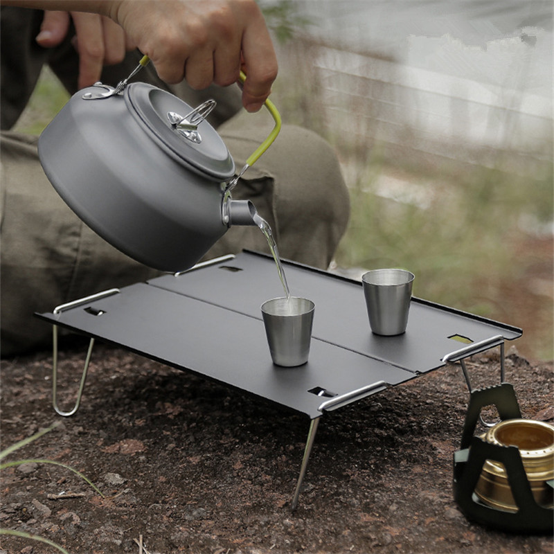 Outdoor aluminum alloy ultra light portable folding table small table Field camping Park Mini tea table camping small
