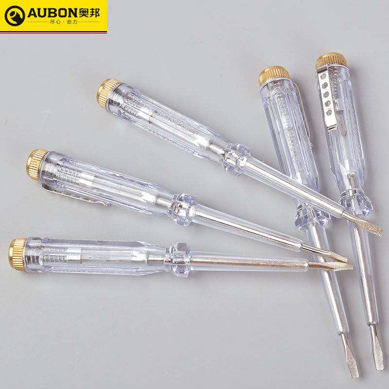 Aobang hardware screwdriver type transparent electric test pen ABS plastic electrical circuit detection electric test pen