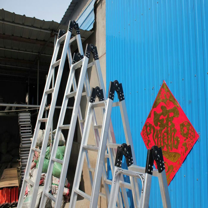 Folding ladder dual-purpose ladder 2 meters 3 meters 4 meters 5 meters aluminum alloy folding herringbone ladder straight horse dual-purpose ladder thickened multi-fold ladder