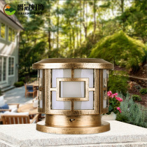Round solar pillar lamp Outdoor wall gate pillar lamp Waterproof outdoor European garden villa garden lamp