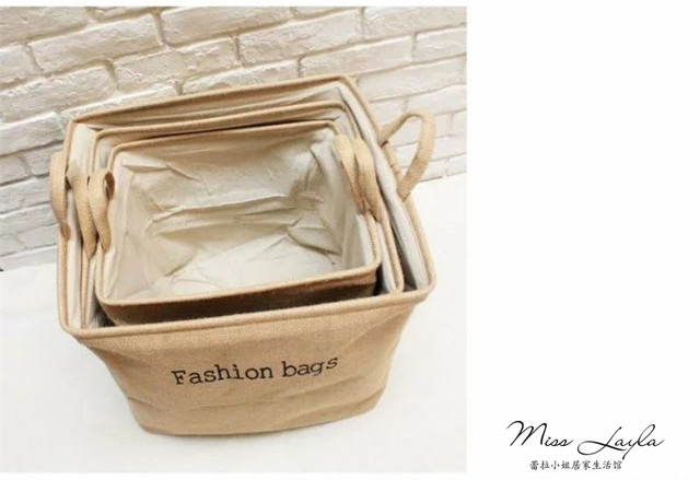 [Miss Laila] điểm lưu trữ đay tự nhiên dày giỏ lưu trữ gia đình dụng cụ lưu trữ mảnh vỡ túi vải đựng đồ cỡ lớn