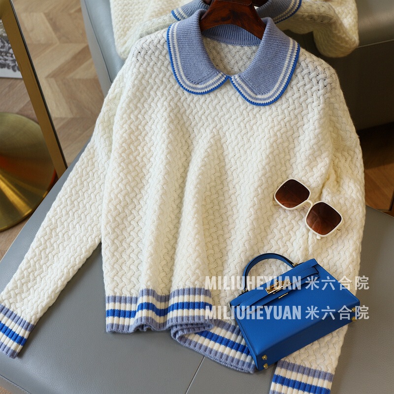 22 Age-Reducing Peter Pan Doll Collar Wool Knit Pattern Sweater for Women 5221