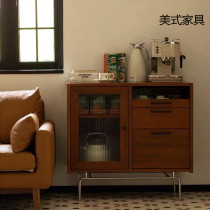 Nordic Solid Wood Dining Side Cabinet Living-room Locker Wine Cabinet Day Style Retro Integrated Cabinet Close To Wall High Cabinet Tea Water Storage Cabinet