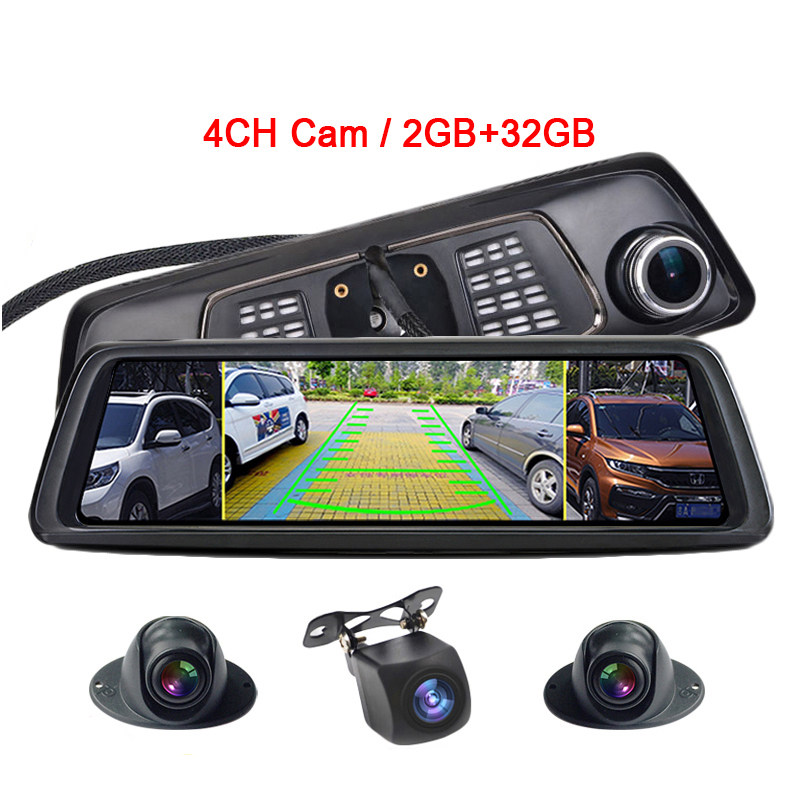 10 10 4G Rearview Mirror Car DVR 2 32GB 4CH Cameras Android 5 
