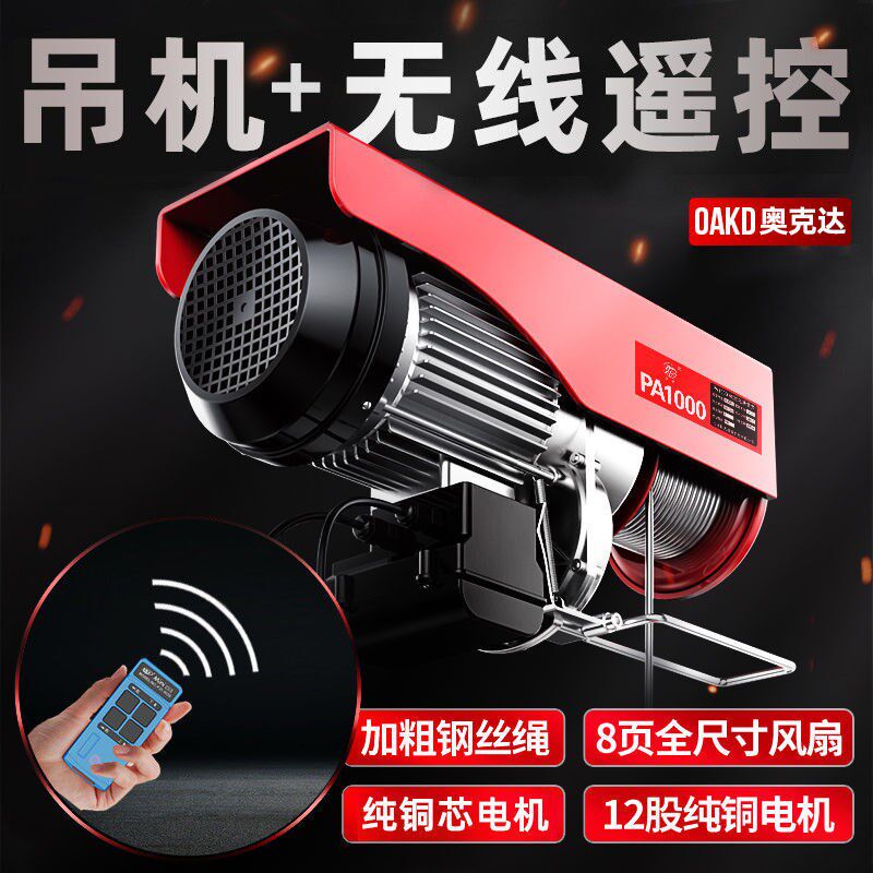 Wireless remote control electric crane 220v small hanger for domestic small lift miniature lifter roll Jan crane