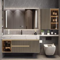 Modern simple slate bathroom cabinet combination seamless integrated basin toilet extended washbasin bathroom washbasin cabinet