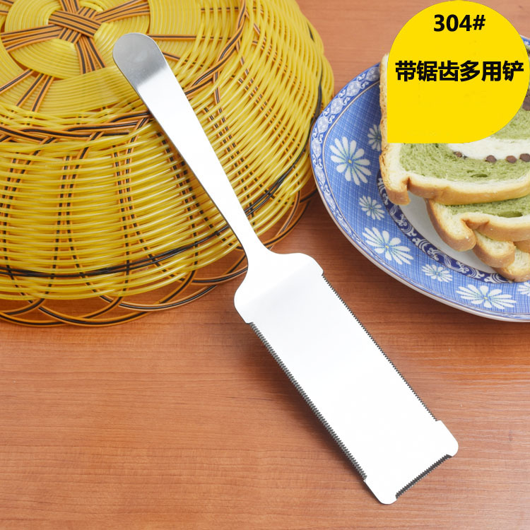 304 stainless steel cake shovel with serrated cheese shovel multi - functional cupboard pizza shovel cut shovel