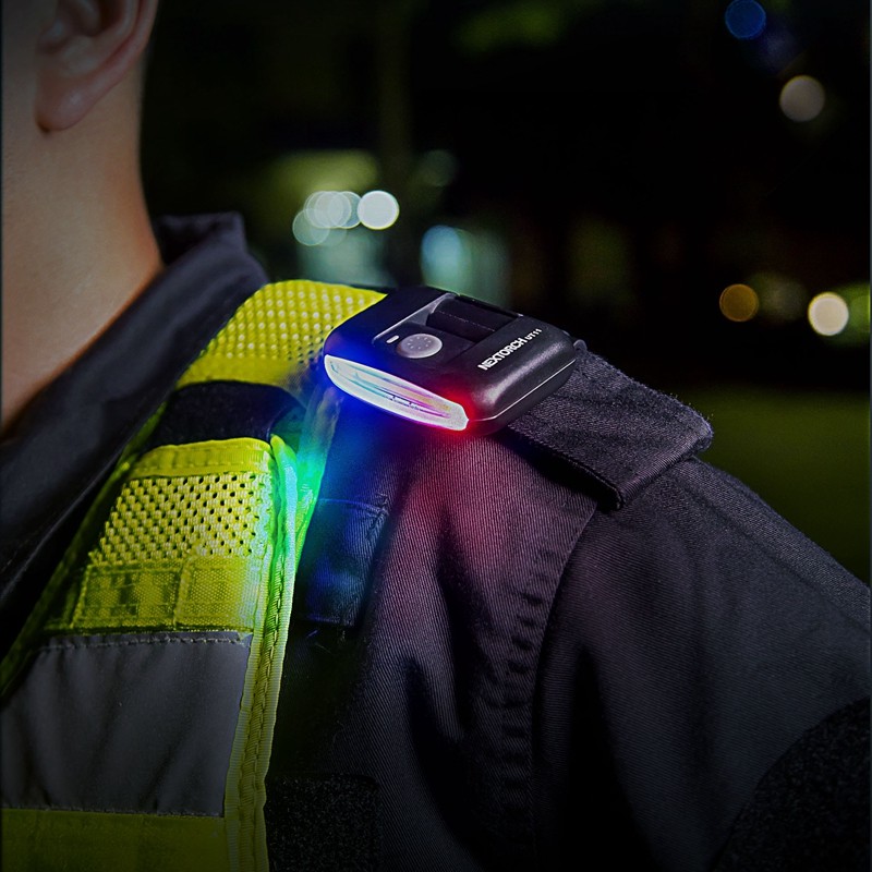 Multi-functional outdoor night duty security patrol red and blue burst warning shoulder light USB charging signal headlight