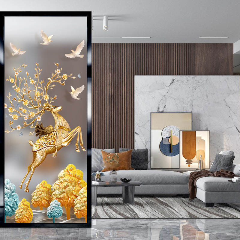 Modern simple living room art glass screen partition block household entrance light European light luxury Elk