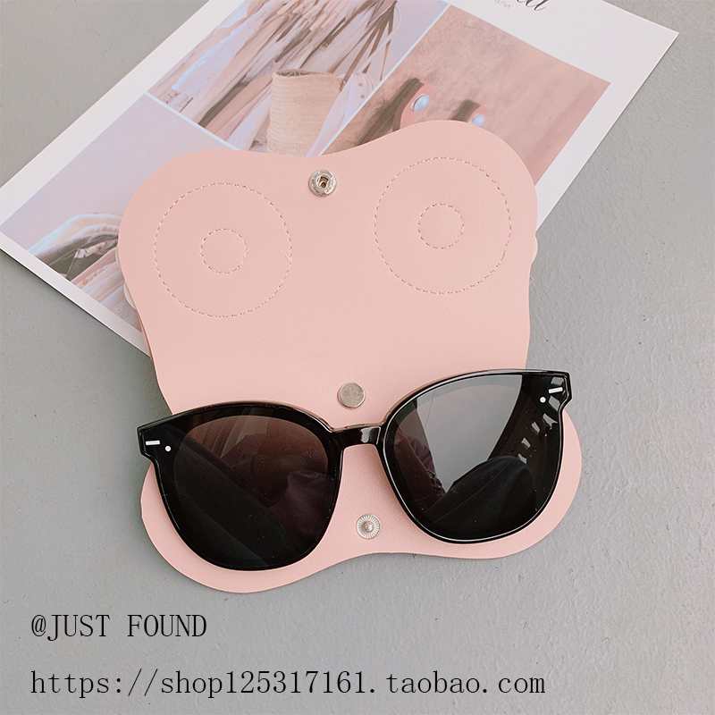 Túi kính 19 lưu trữ mới dễ thương và tiện lợi nữ ins hook kính râm cận thị chống áp lực kỳ nghỉ ví - Kính râm kính đen