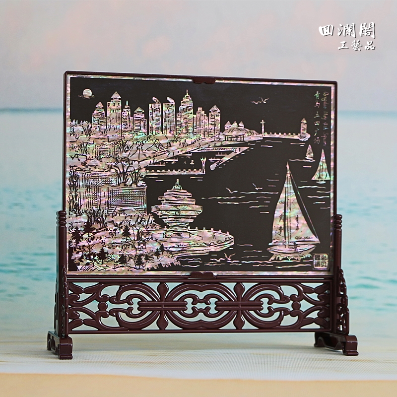 Qingdao characteristic souvenirs small screen ornaments shell carving mother-of-pearl shell painting handicrafts for friends gifts can be customized