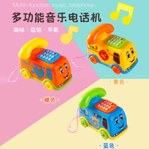 Toys mobile phone children 0-1-3-year-old music bus caravan babies early teaching toy baby emulation telephone bus