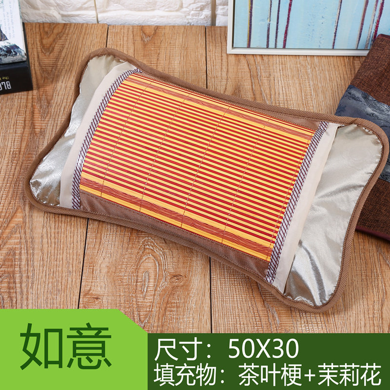 Summer bamboo pillow wooden beads mahjong tea to calm the nerves to help sleep single cool cervical spine nap breathable pillow