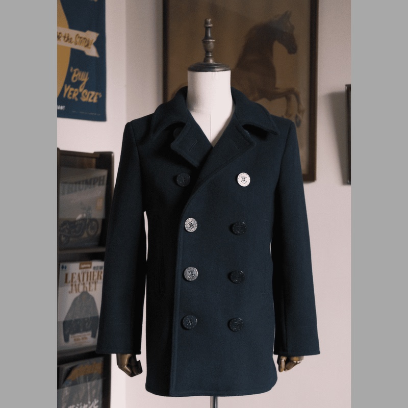 Lightningclub1910 Version 36oz Merino Wool Double-Breasted Peacoat Navy Coat Lightningclub1910 Version 36oz Merino Wool Double-Breasted Peacoat Navy Coat