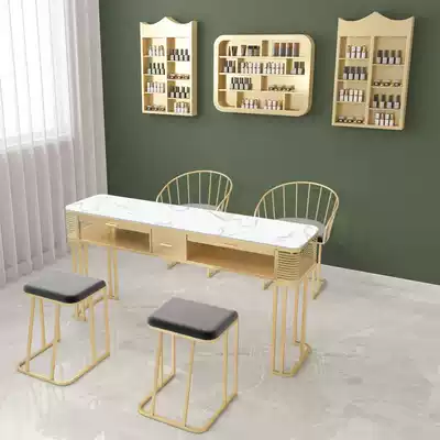 Nordic light luxury nail art table Single double triple nail art table double glass surface net red nail art table and chair set