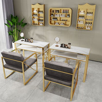 New Net red marble nail table single double three nail table and chair set Nordic nail table ins