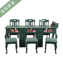 European style simple modern single double three manicure table and chair 2 person set wooden face special nail table combination