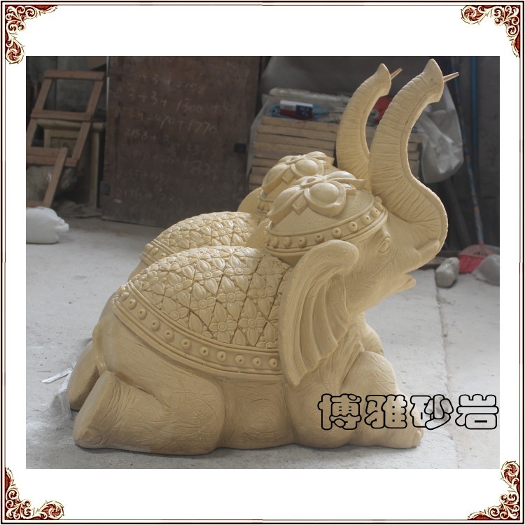 Sandstone sculptures Confessions Small Elephant Spray Pool Art Sandstone Relief Background Wall Fresco Garden Forest Landscape Waterscape Sculpture