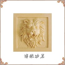 Sandstone fountain landscape water spray mouth sandstone lion head pendant sandstone relief background wall mural European sculpture