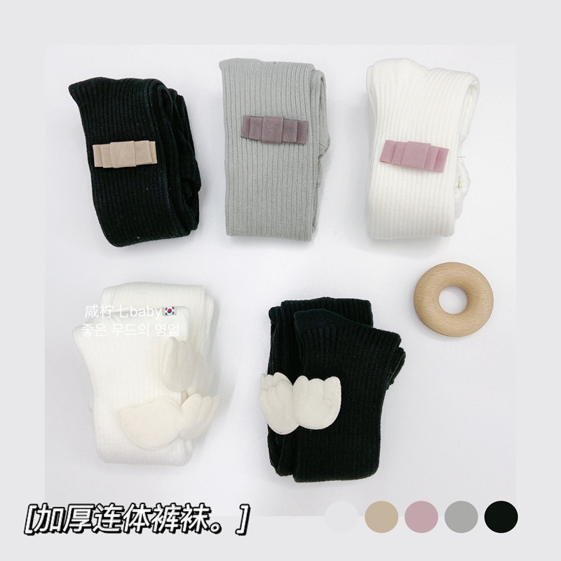 Children's tights Autumn and winter cotton thin velvet baby baby leggings with feet plus velvet medium thick girls ' inner tights