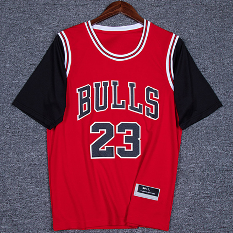 Spring and summer thin section 23 sports short sleeve basketball T-shirt training clothes basketball clothes fake two-ball clothes casual short T-shirts