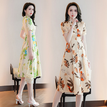 Jiu Girl Clothing Clear Cabin Discount Spring Summer New Broken Flowers High-end Mulberry Silk Long Skirt Big Code Fashion Real Silk Dress