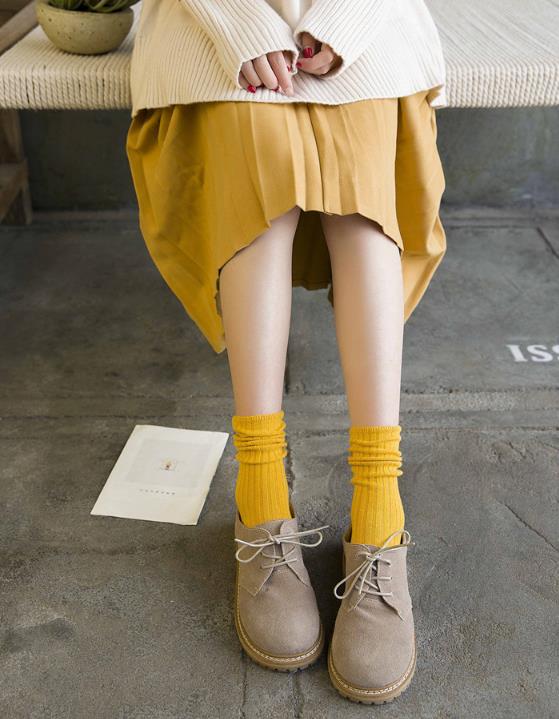3 đôi vớ mùa thu và mùa đông của Hàn Quốc chất đống vớ nữ vớ cotton vớ ngắn vớ dài dải dày Harajuku trong ống vớ nữ vớ mùa thu - Vớ bông vớ cao cổ