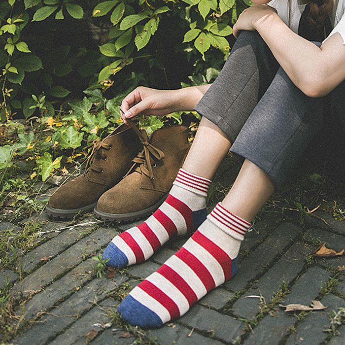 New spring, autumn and winter women's mid-tube socks cotton striped curling student basic pantyhose Korean Japanese socks