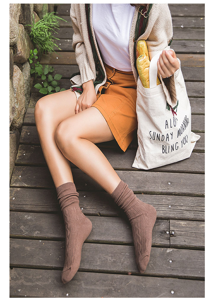 3 đôi vớ retro, vớ gió, cotton, vớ ống, dọc, xoắn, vớ nữ, vớ Nhật, cọc ủng, vớ vớ chống trượt
