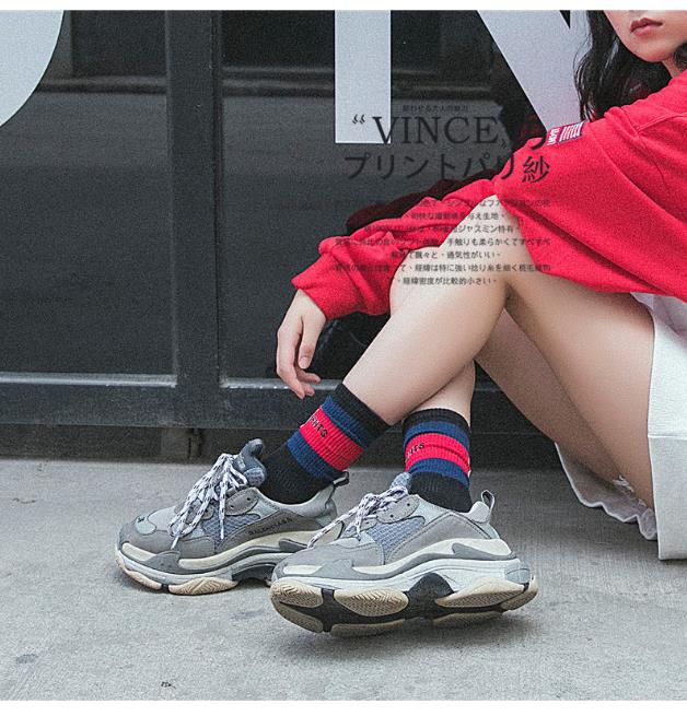 3 cặp đường phố miễn phí vận chuyển chụp vớ đỏ vớ bông vớ mạng đường thủy triều nữ skateboard thể thao-top cao vớ đống vớ vớ hoa cúc
