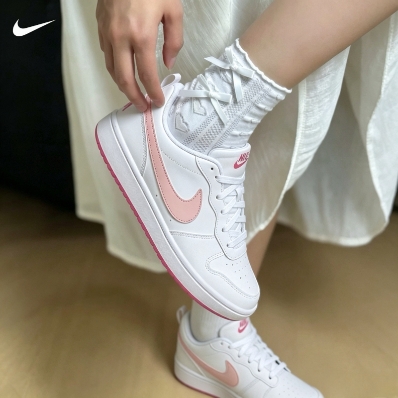 Nike Court Borough Low Nike Women's Shoes Retro Pink and White Low-Top Casual Sneakers Dv5456-111