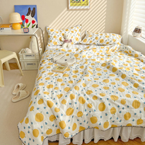 ins pears double layer gauze summer cool by full cotton pure cotton soft and breathable machine washable single double thin air conditioning quilt